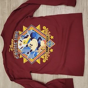Disney Cruise Lines Mickey Mouse Maroon Long Sleeve T-Shirt Men’s M Steamboat